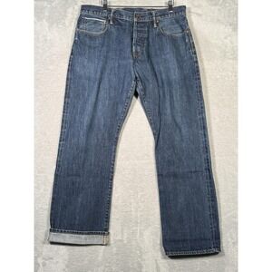 Gap Jeans Mens 36x32 (Actual‎ 34x31) Blue Straight Leg Selvedge Denim Button Fly